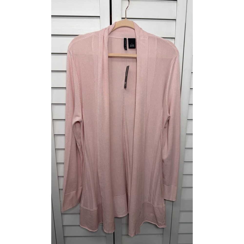 New Directions Draped Open Front Cardigan Sweater Women's Size Large Pink NWT